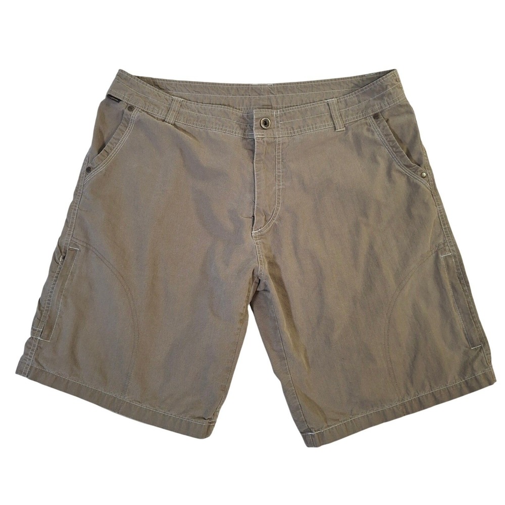 Kuhl Ramblr Shorts Men's 38 Tan Vintage Patina Dye Hiking Outdoor 10" Inseam